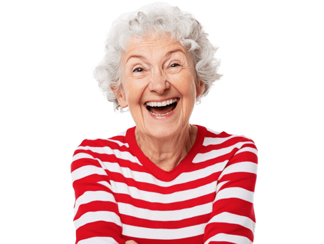 Elderly woman smiling warmly in casual attire png