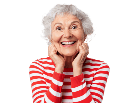 Happy senior woman full of joy png