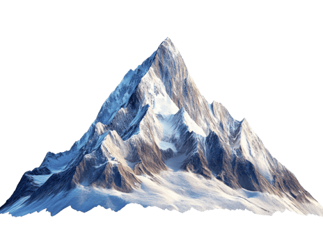 Snow covered mountain peak under clear sky png