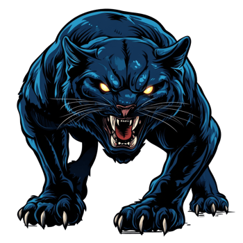 Fierce black panther in aggressive stance png