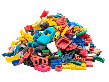 Variety of colorful plastic waste piled together png