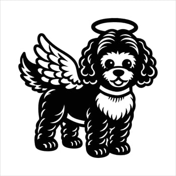 Bichon Frise Angel Wings and Halo dog vector