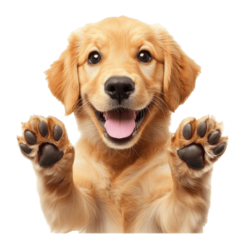 Golden retriever puppy showing excitement and joy png