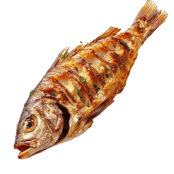 Herb spiced grilled fish served png