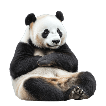 Panda sitting calmly in a relaxed pose at home png