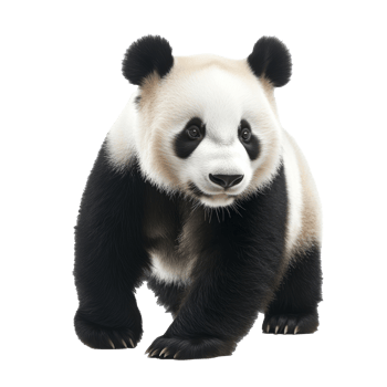 Panda walking gracefully in a natural setting png