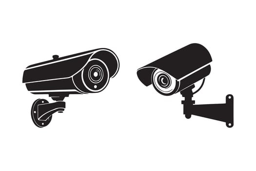 Black Silhouette of Security Cameras for Surveillance Design vector