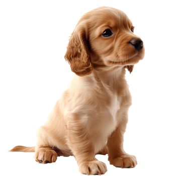 Cute puppy sitting calmly in a bright setting png