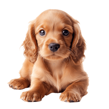 Adorable puppy resting on a white background png
