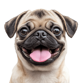 Joyful pug with lively expression png