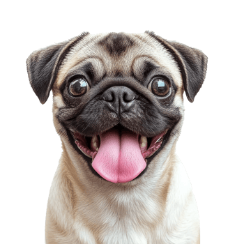 Happy pug with a playful expression on display png