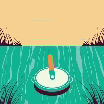 Frying Pan in Teal Water vector