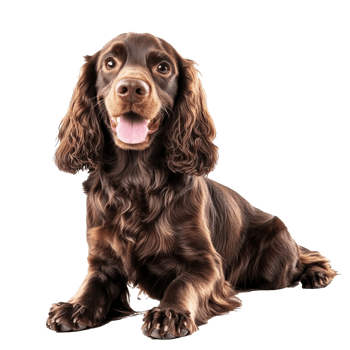 Happy brown spaniel posing for a portrait png