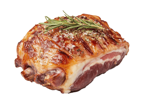 Juicy roasted meat served with fresh herbs png