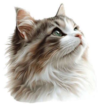 Majestic cat gazing upwards in serene pose png