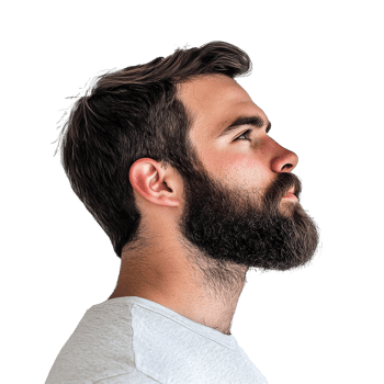 Profile view of a man with a thick beard png