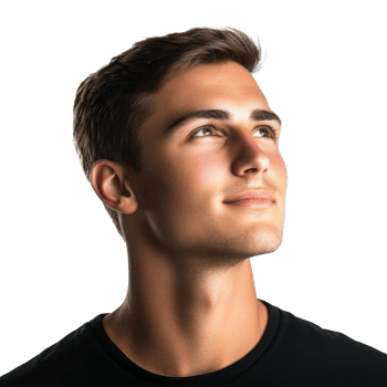 Thoughtful young man gazing upward png