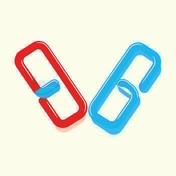 Interlinked Abstract Shapes Red and Blue Geometric Design vector