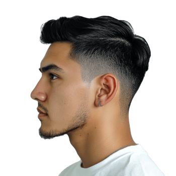 Young man with stylish haircut in profile view png