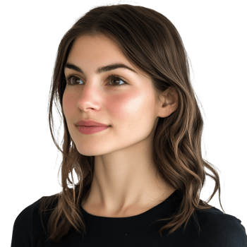 Young woman with natural beauty in white png