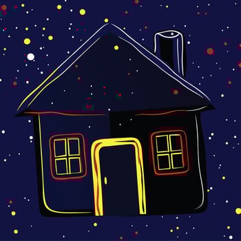 Night House Illustration Abstract Home Design vector