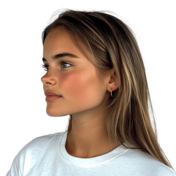 Young woman with long hair in profile view png