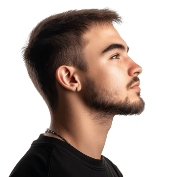 Young man in profile with serious expression png