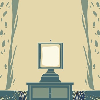 Vintage Television on Stand Retro Home Entertainment vector