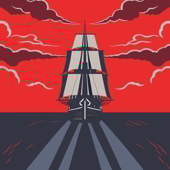 Sailing into the Crimson Sunset A Maritime Adventure vector
