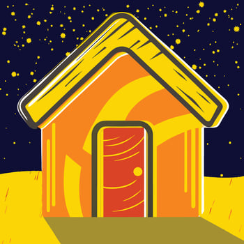 Night Sky House Orange and Yellow Home Illustration vector
