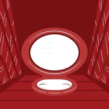 Red Compact Mirror in Wooden Setting vector