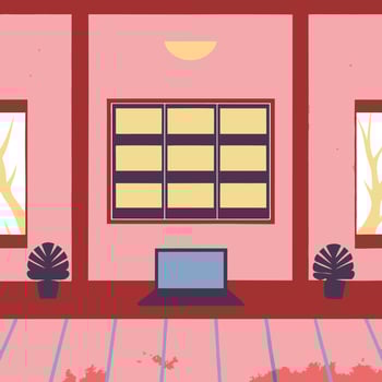 Minimalist Home Office Interior Design with Laptop vector