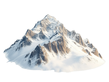 Snowy mountain towering above clouds png