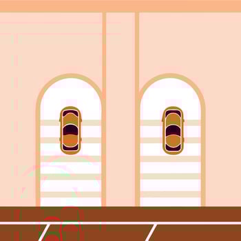 Abstract Archway with Cars Minimalist Geometric Design vector