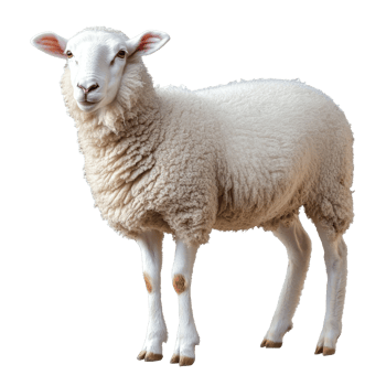 Sheep standing on a plain background in daylight png