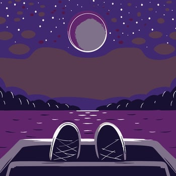 Night Sky, Lake View, Moonlit Serenity A Peaceful Evening vector