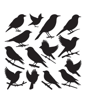 Silhouettes of Flying Migratory Birds in Classic V Patterns vector