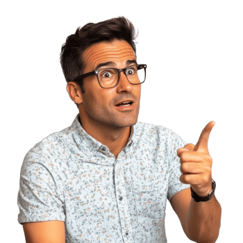Surprised man explaining a point with enthusiasm png