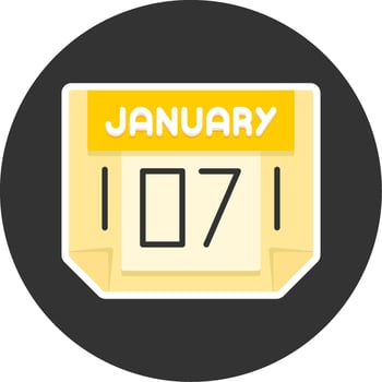 7 January Flat Grey Circle Style Icon vector