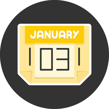 3 January Flat Grey Circle Style Icon vector