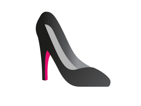 Black and pink fashionable formal high heeled shoe icon for social occasions, events or work places png