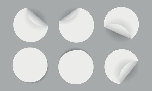 Set of Blank Circular Stickers showcasing Peel Effects for various creative uses vector