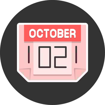 2 October Flat Grey Circle Style Icon vector