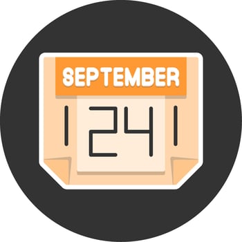 24 September Flat Grey Circle Style Icon vector