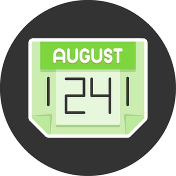 24 August Flat Grey Circle Style Icon vector