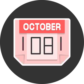 8 October Flat Grey Circle Style Icon vector