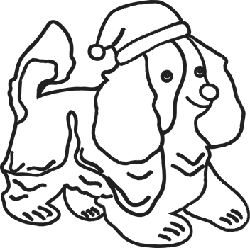 A dog in a Santa Claus hat. png