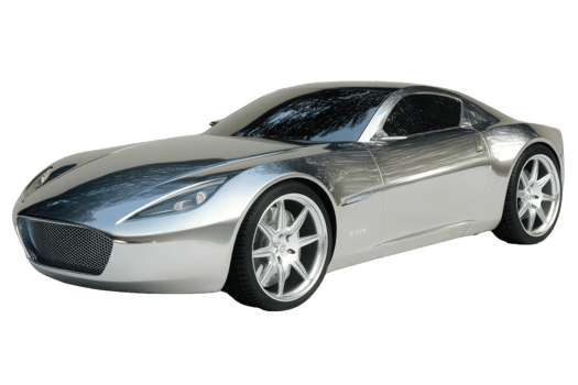 A silver sports car on a transparent background png