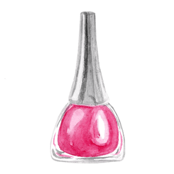 watercolor hand drawn pink nail polish bottle isolated png