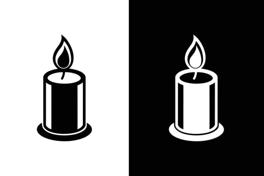 Burning candle graphic icon. Candle sign isolated on white black background vector